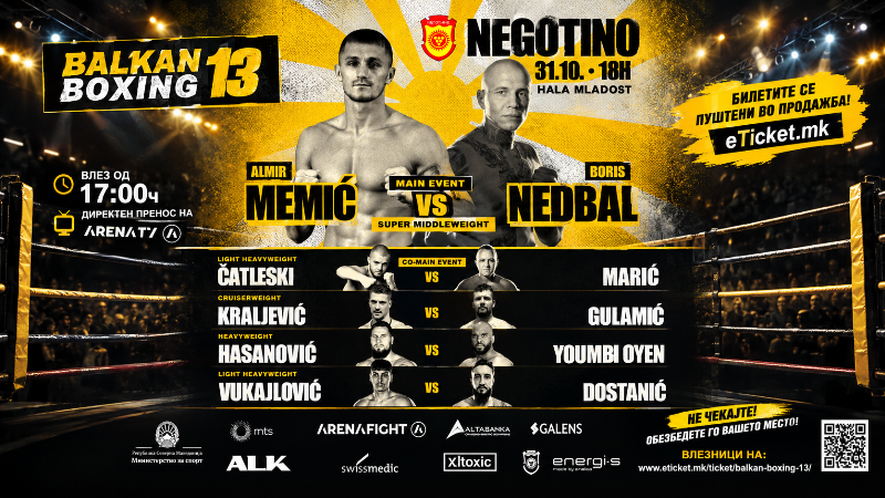 Билетите за Balkan Boxing 13 се во продажба! Неготино на 31 октомври ќе биде домаќин на пет професионални боксерски борби
